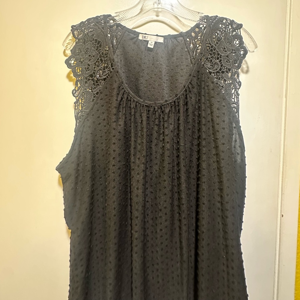 Black Lace Cap Sleeve Women's Top, 3X, Plus Size